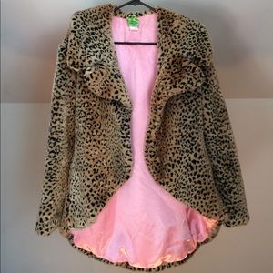 Urban outfitters faux leopard coat with rounded.